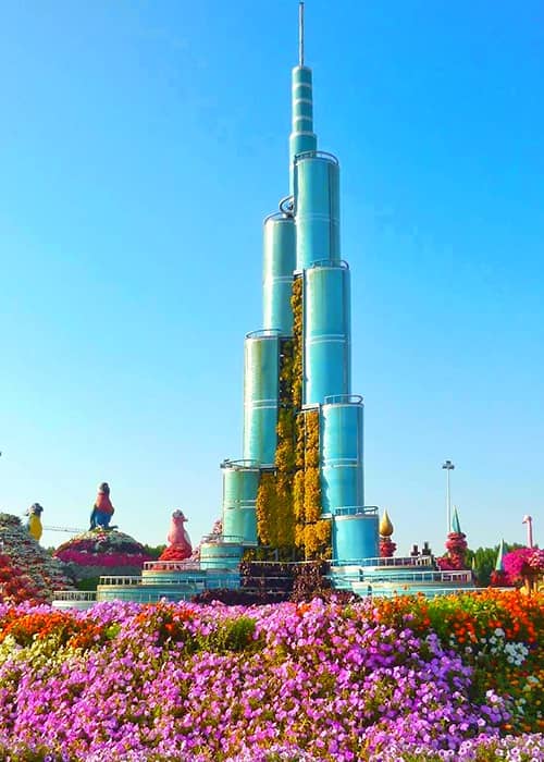 Burj Khalifa Tower at Dubai Miracle Garden.