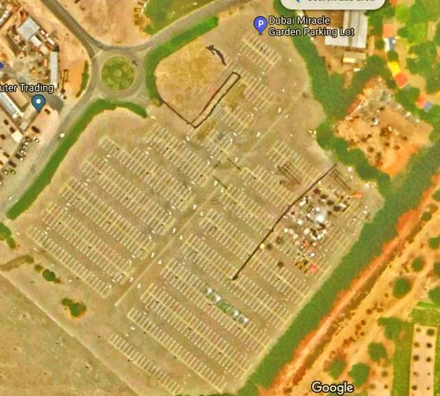 60,000 square meters car parking facility at Dubai Miracle Garden.