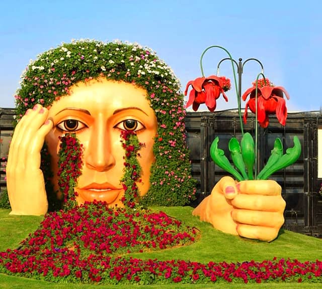 Crying Lady sculpture was first introduced at the Dubai Miracle garden in 2015.
