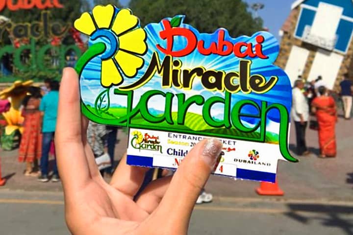 Ticket Design of Dubai Miracle Garden in exact logo shape.