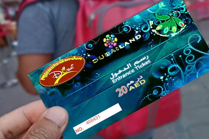 Ticket design of Dubai Miracle Garden in its Season 1.