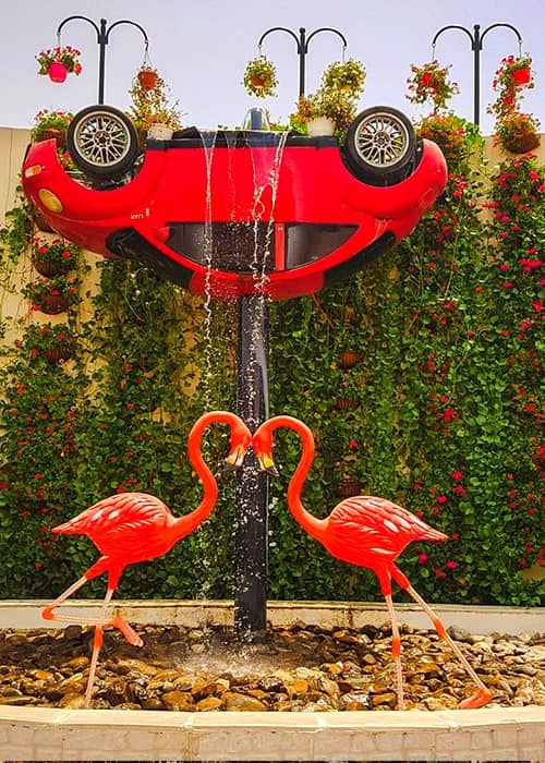 Size of Inverted Volkswagen Car at the Dubai Miracle Garden.