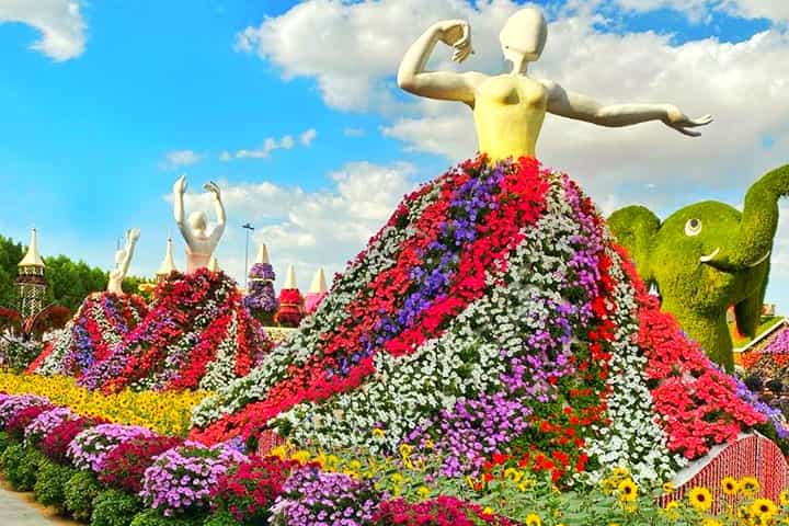 Ballet Dancers dancing floral theme at Dubai Miracle Garden.