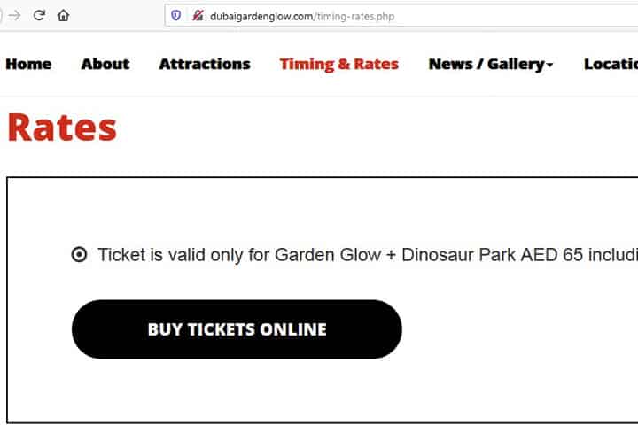 Purchase tickets online for Dubai Garden Glow