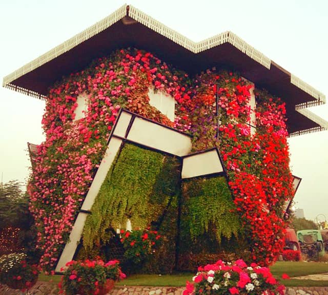 The Upside-Down Floral House was introduced at the Dubai Miracle Garden in 2015.