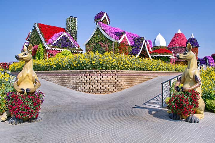 Floral houses at Dubai Miracle Garden.
