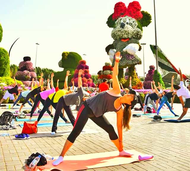 Free yoga event for all the Dubai Miracle Garden visitors