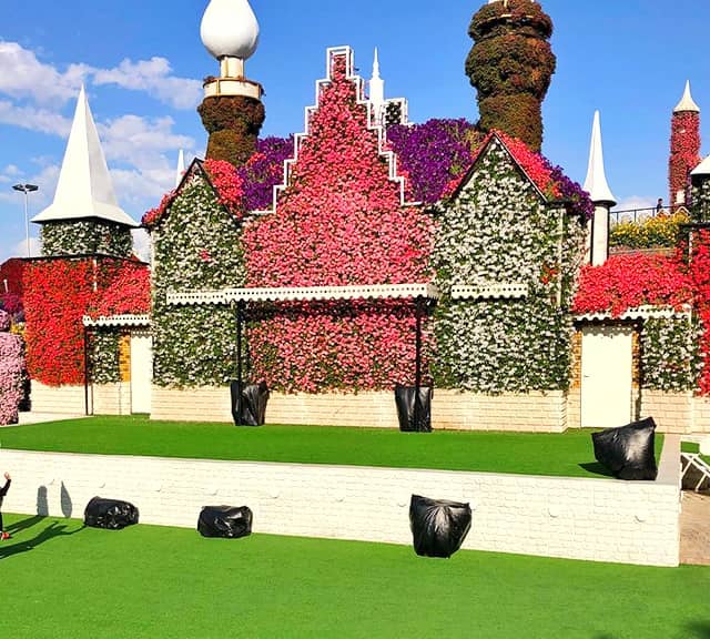 Floral Auditorium structure at the Dubai Miracle Garden.