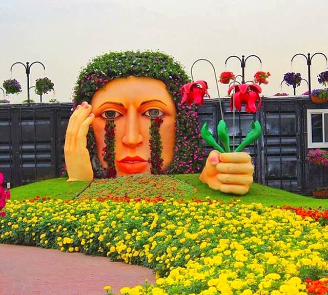 Crying Lady maintenance at Dubai Miracle Garden.