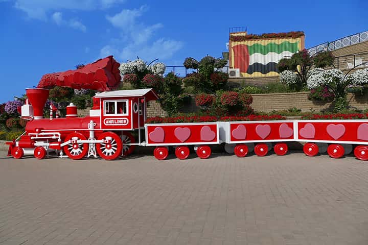 Train of Hearts at Dubai Miracle Garden.