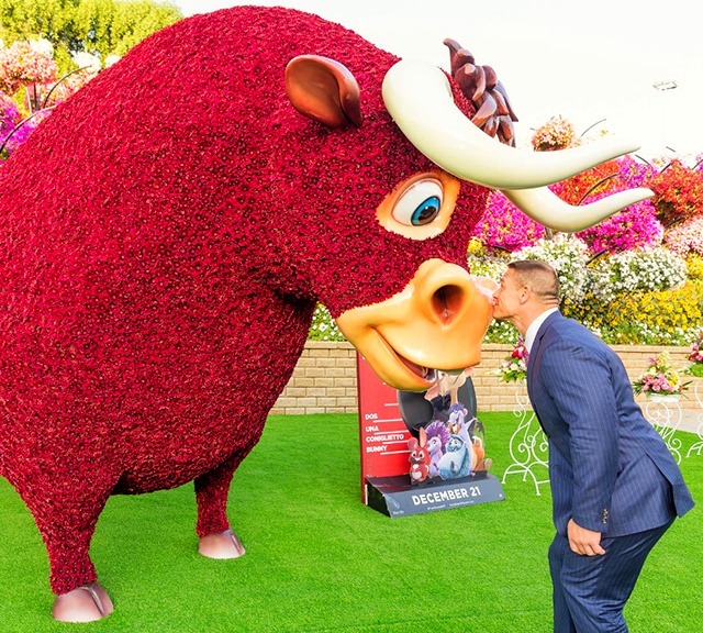 John Cena as a brand ambassador for the animated movie Ferdinand at the Dubai Miracle Garden.