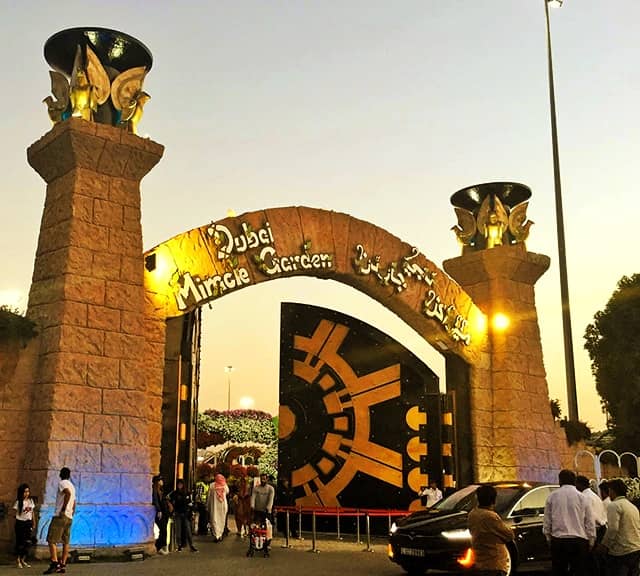 Private taxis appear like normal cars outside Dubai Miracle Garden.