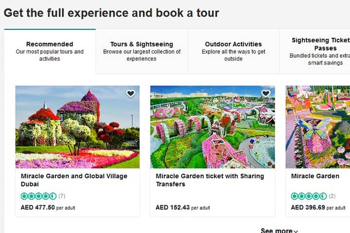 Online tickets are sold by travel and tourism agencies for Dubai Miracle Garden.