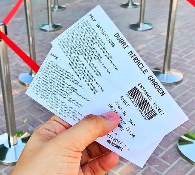 Ticket instructions for Dubai Miracle Garden.
